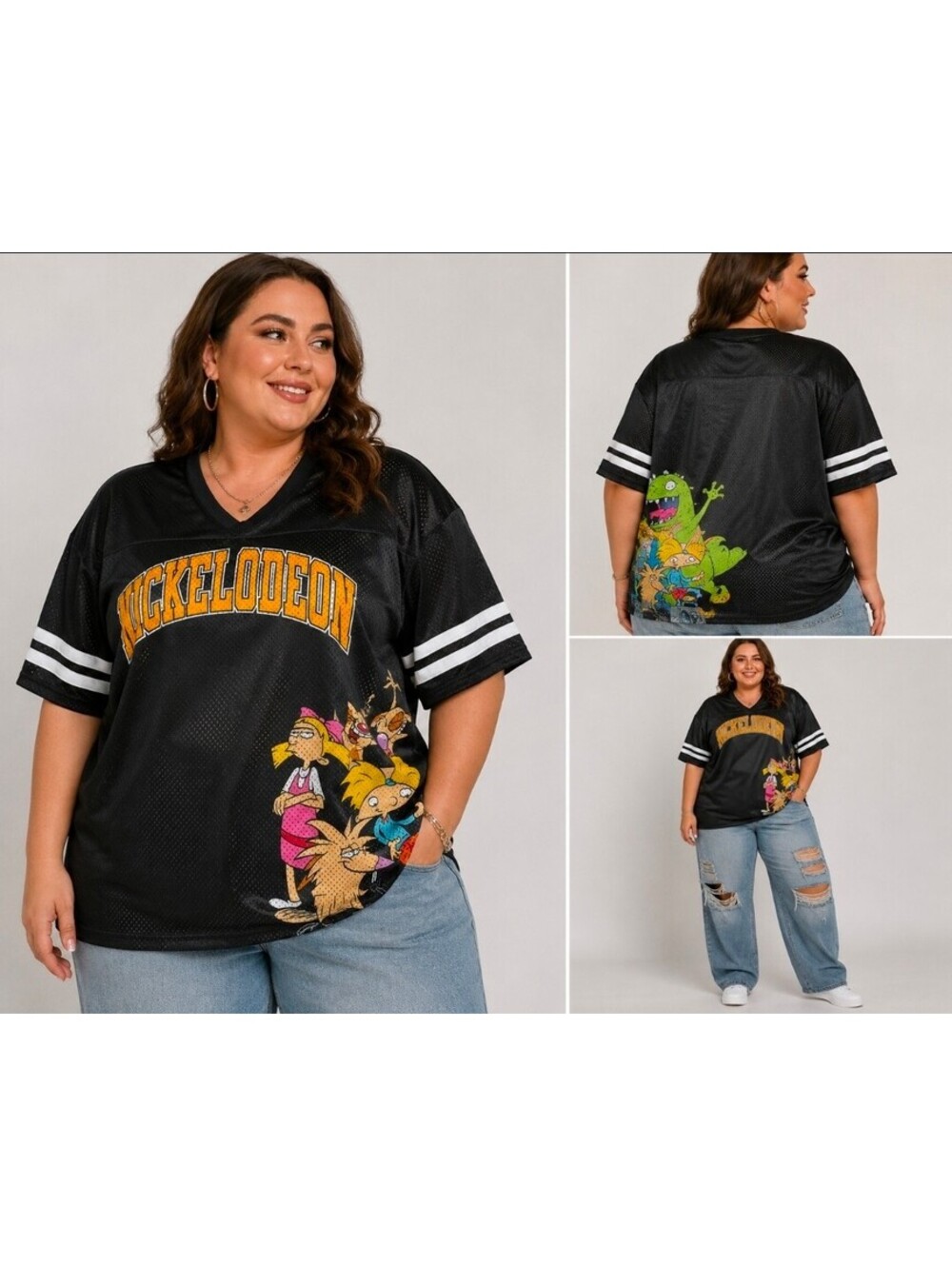 Nickelodeon Nicktoons Mesh Football Jersey 3X Hey Arnold Rugrats CatDog 90s